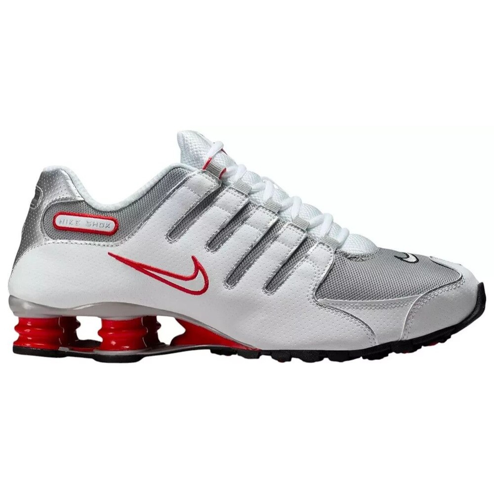 Nike Shox NZ Shoes White/Metallic Silver/Sport Red Men's Size 11 - (378341-104)